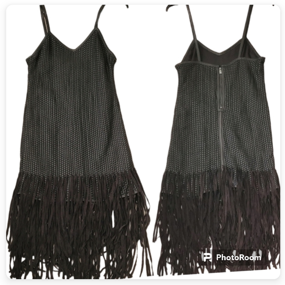 Haute Hippie Black Fringe Knit Midi Slip Dress - Picture 8 of 15